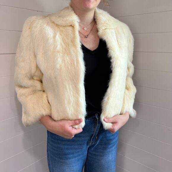 Saks Fifth Avenue The Young Circle Vintage Rabbit Fur coat Jacket Juniors sz S-M - Picture 1 of 15